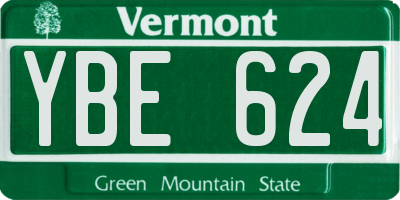 VT license plate YBE624