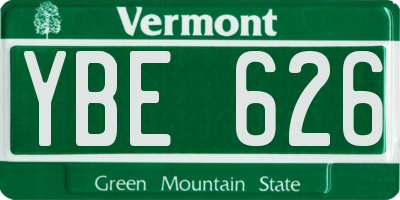 VT license plate YBE626