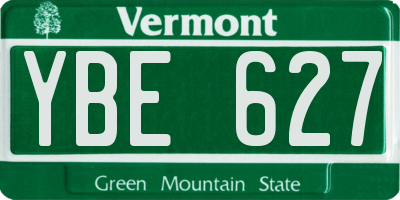 VT license plate YBE627