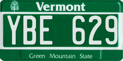 VT license plate YBE629