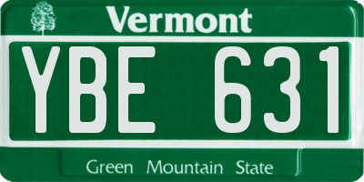 VT license plate YBE631