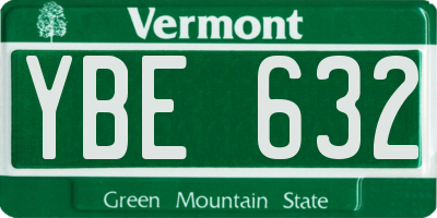 VT license plate YBE632