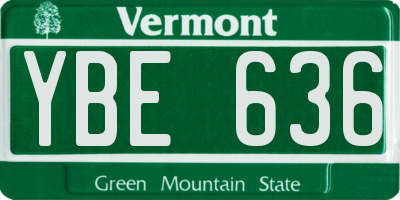 VT license plate YBE636