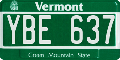 VT license plate YBE637