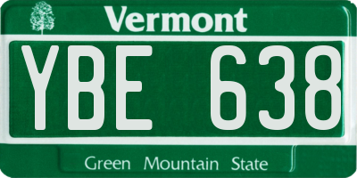 VT license plate YBE638