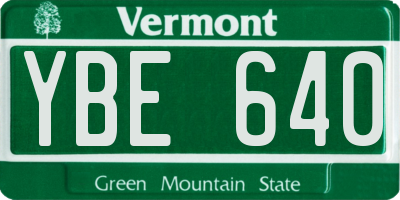 VT license plate YBE640