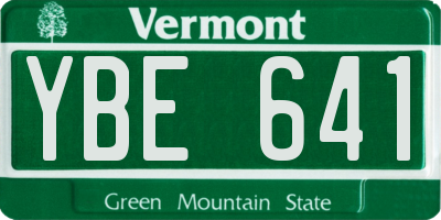 VT license plate YBE641