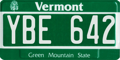 VT license plate YBE642