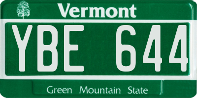 VT license plate YBE644