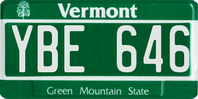 VT license plate YBE646