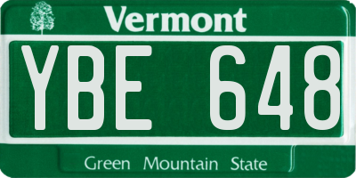VT license plate YBE648