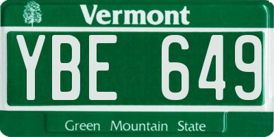 VT license plate YBE649