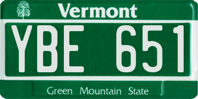 VT license plate YBE651