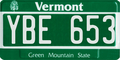 VT license plate YBE653