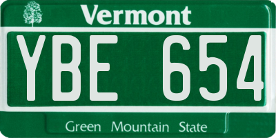 VT license plate YBE654