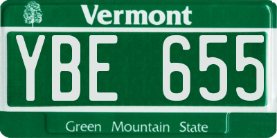 VT license plate YBE655