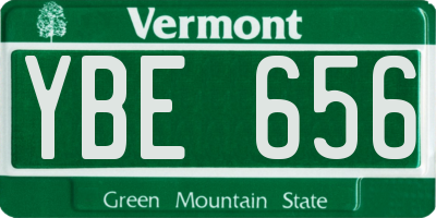 VT license plate YBE656