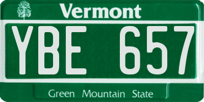 VT license plate YBE657