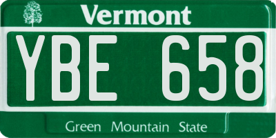 VT license plate YBE658
