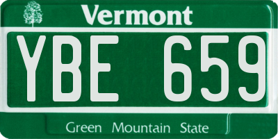 VT license plate YBE659