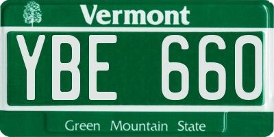 VT license plate YBE660