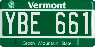 VT license plate YBE661