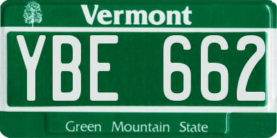 VT license plate YBE662