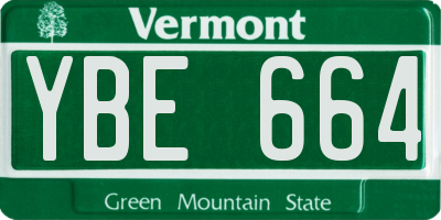 VT license plate YBE664