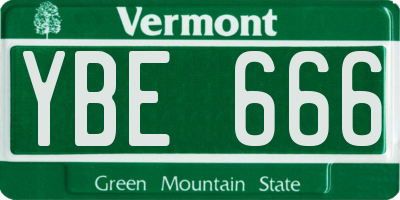 VT license plate YBE666
