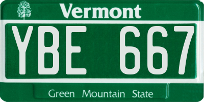 VT license plate YBE667