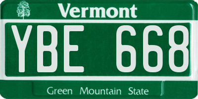 VT license plate YBE668