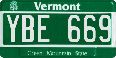 VT license plate YBE669