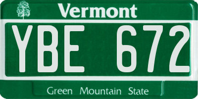 VT license plate YBE672