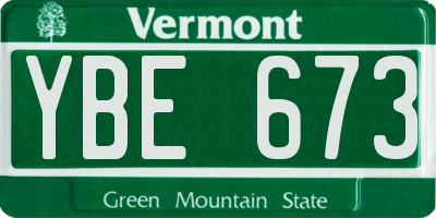 VT license plate YBE673