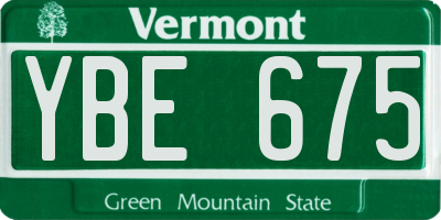 VT license plate YBE675