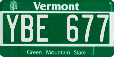 VT license plate YBE677