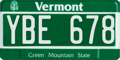 VT license plate YBE678