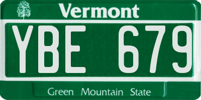 VT license plate YBE679