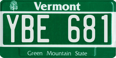 VT license plate YBE681