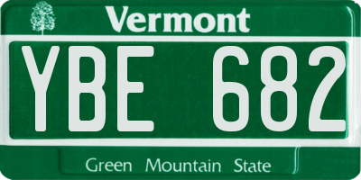 VT license plate YBE682