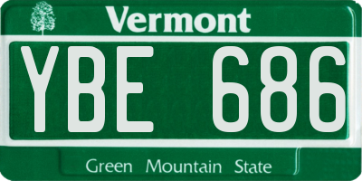 VT license plate YBE686