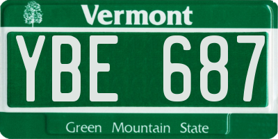 VT license plate YBE687