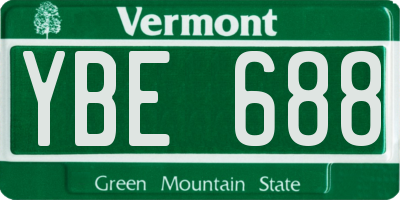 VT license plate YBE688