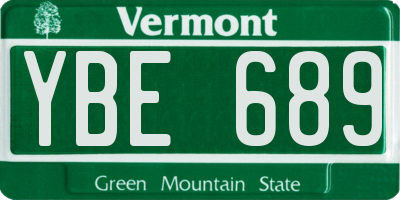 VT license plate YBE689