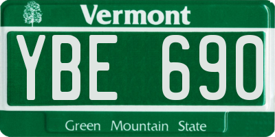 VT license plate YBE690