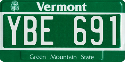 VT license plate YBE691