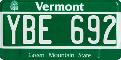VT license plate YBE692