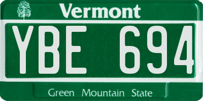 VT license plate YBE694