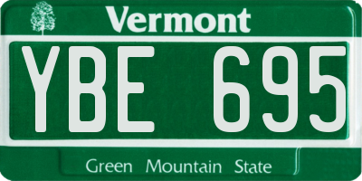 VT license plate YBE695