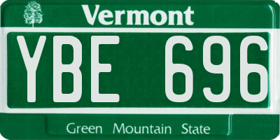 VT license plate YBE696